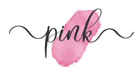 Pink. Vector brush calligraphy banner with watercolor stain. Stock Illustration