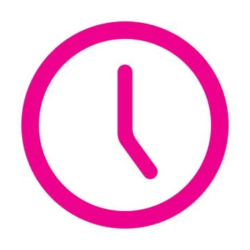 Pink vector clock time icon isolated on white background Stock Illustration