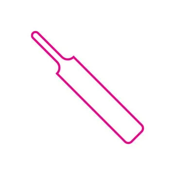 Pink vector cricket bat line icon isolated on white background Stock Illustration