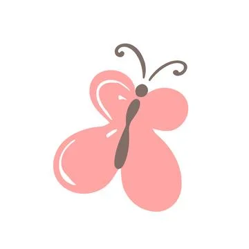 Pink vector design of a whimsical butterfly for kids design Stock Illustration