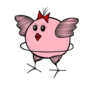 Pink Vector Easter chick fat girl hula hooping on a white background Stock Illustration