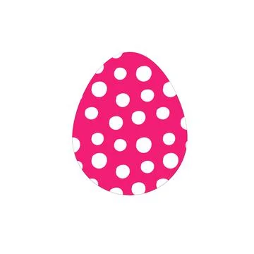 Pink Vector Easter egg with circles polka dot pattern isolated on a white bac 스톡 일러스트