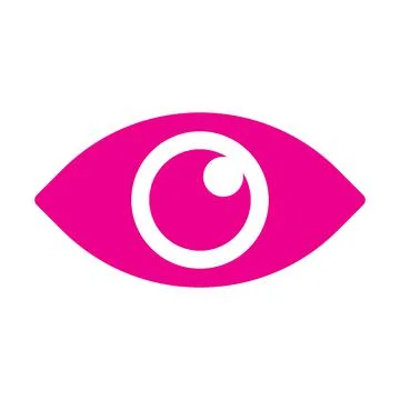 Pink vector eye solid icon isolated on white background Illustrazione stock