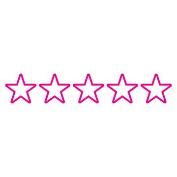 Pink vector five stars line icon isolated on white background Stock Illustration
