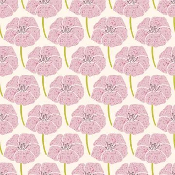 Pink vector floral repeat seamless pattern. Romantic geranium flowers. Stock Illustration