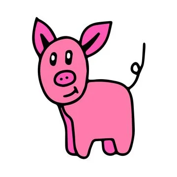 Pink Vector fun piggy smiling on a white background Stockillustratie