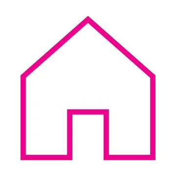 Pink vector home line icon isolated on white background Stock Illustration
