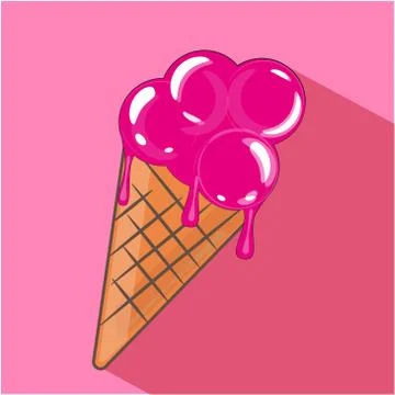 Pink Vector Ice Cream cone with drips Stock Illustration