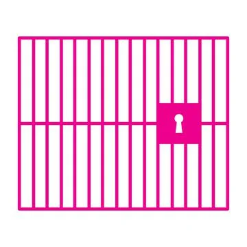 Pink vector jail or prison icon isolated on white background Stock Illustration