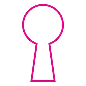 Pink vector keyhole line icon isolated on white background Stock Illustration