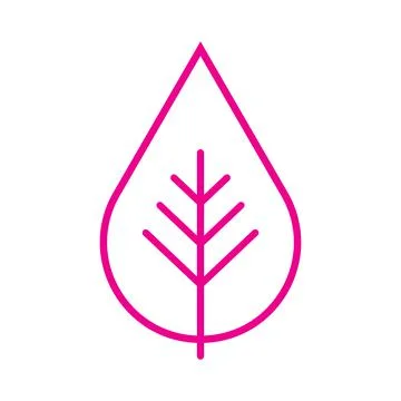 Pink vector leaf line icon isolated on white background Stock Illustration