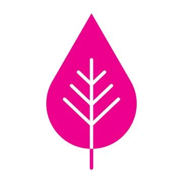 Pink vector leaf solid icon isolated on white background Illustrazione stock