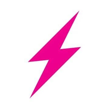 Pink vector lightning electric solid icon isolated on white background Stock Illustration