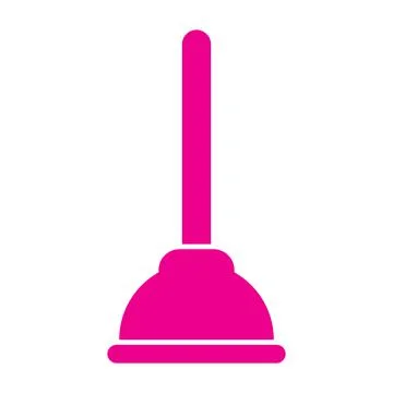 Pink vector plunger icon isolated on white background Stock Illustration