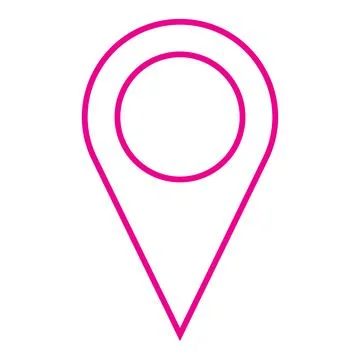 Pink vector point of location line icon isolated on white background Stock Illustration