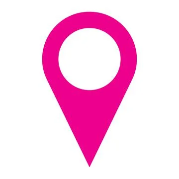 Pink vector point of location solid icon isolated on white background Illustrazione stock