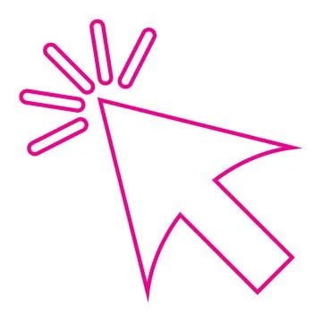 Pink vector pointer or cursor line icon isolated on white background Stock Illustration