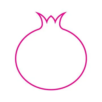 Pink vector Pomegranate fruit line icon isolated on white background Stock Illustration