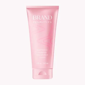 Pink vector realistic 3D mockup illustration of cosmetic cream tube packaging Stock Illustration
