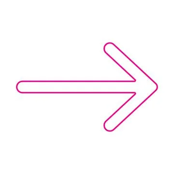Pink vector right arrow line icon isolated on white background Stock Illustration
