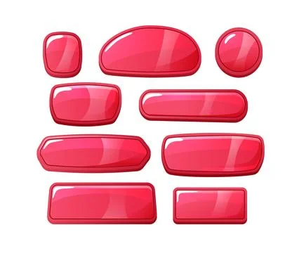 Pink vector set of game buttons and frames different forms for user ui interface Stock Illustration