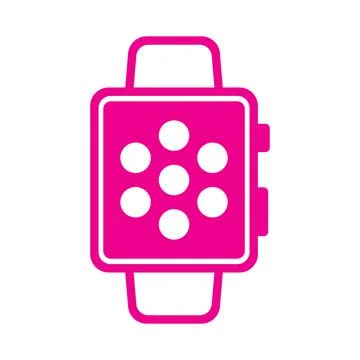 Pink vector smartwatch icon isolated on white background Illustrazione stock