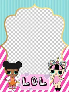 Pink vector template of invitation card for little girl. Printable colorful i Stock Illustration