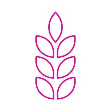 Pink vector wheat line icon isolated on white background Stock Illustration