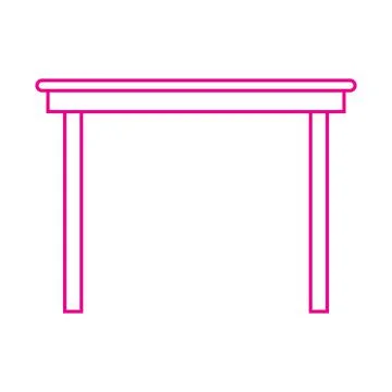Pink vector wooden table line icon isolated on white background Stock Illustration