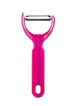 Pink vegetable peeler Foto stock