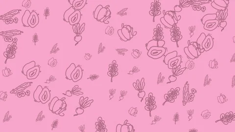 Pink Veggie Patch - A Whimsical Garden of Outlined Vegetables. Stock Footage 322984623
