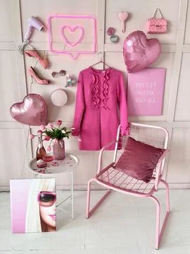 Pink Vibes: A Chic Corner Stock Photos