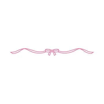 Pink vintage bow frame, wavy ribbon line, coquette line art for greeting card Stock Illustration