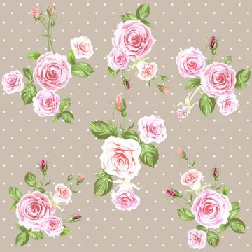 Pink Vintage roses pattern Stock Illustration