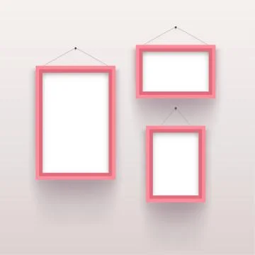 Pink vintage set frames on white Stock Illustration