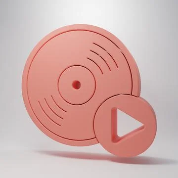 Pink Vinyl disk icon isolated on pink background. Minimalism concept. 3D re.. Stock Illustration