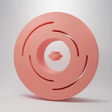 Pink Vinyl disk icon isolated on pink background. Minimalism concept. 3D re.. Stock Illustration