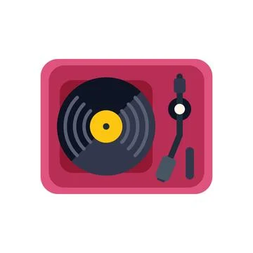 Pink vinyl player playing a vinyl record disc Stock Illustration