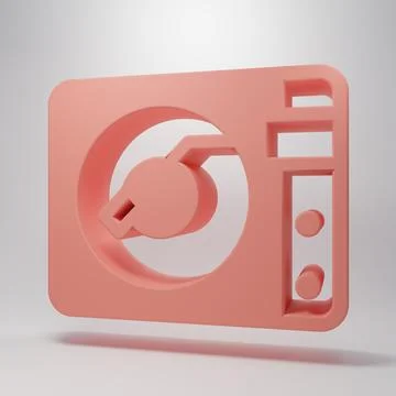 Pink Vinyl player with a vinyl disk icon isolated on pink background. Minim.. Stock Illustration