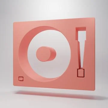Pink Vinyl player with a vinyl disk icon isolated on pink background. Minim.. Stock Illustration