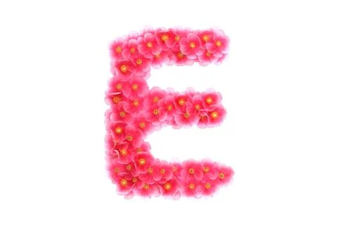 Pink violets letter E Stock Illustration