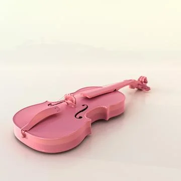 Pink violin isolated on white background Stock Illustration