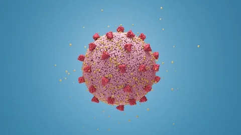 Pink virus cell, blue background. Coronavirus concept. 3d render. Stock Footage 127019640