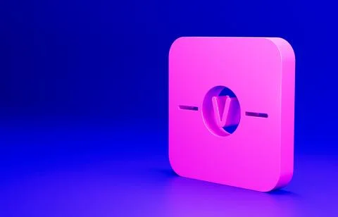 Pink Voltmeter electronic component icon isolated on blue background Illustrazione stock