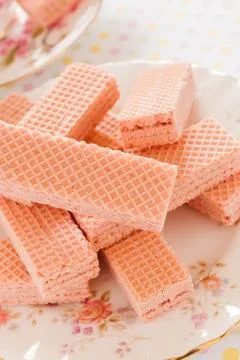 Pink Wafer Biscuits Stock Photos