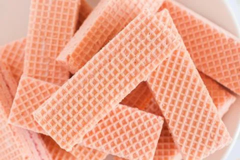 Pink Wafer Biscuits Stock Photos
