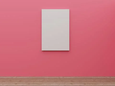 Pink Wall With Blank Poster Frame Stock Illustration
