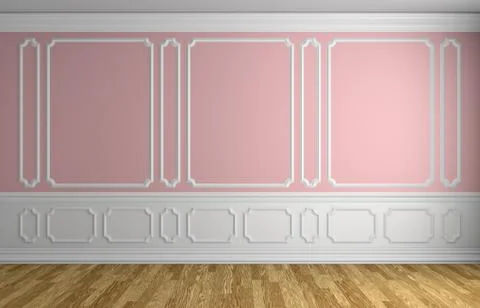 Pink wall in classic style empty room architectural background Stock Illustration