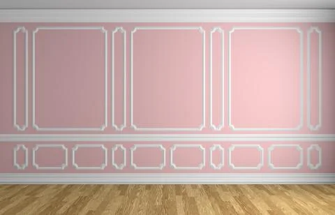 Pink wall in classic style empty room architectural background Stock Illustration