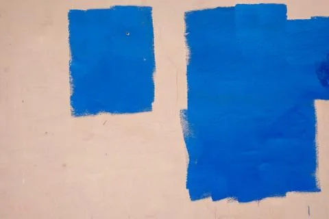 Pink wall with two blue rectangles. empty copy space to write descriptive tex Stock Photos